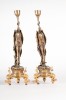 A Pair of Figural Bronze Stork Candlesticks by Jules Moigniez