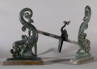 Pair of Cast Bronze Dolphins in the form of Andirons