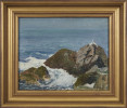 Ocean Rocks with Perched Bird by George Gustav Adomeit