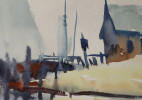 Sailboat in Harbor by Carl Frederick Gaertner