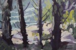 Landscape Gouache on Paper Painting: 