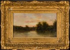 River Scene with Fisherman in Small Boat by Charles Francois Daubigny