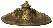 A Gilt Bronze Inkwell, Cast as an Ivy Covered Tree Stump by Charles Louchet