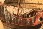 Chinese Export Painting of a Junk at Sea