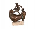 Figurative Bronze on Stone Base Sculpture: 