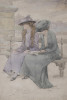 Two Women on a Paris Park Bench by Frank Nelson Wilcox