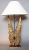 A Gilded Wood Wing Form Lamp