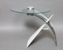 A Glass and Aluminum Side Table, Postmodern Style, signed M.Graham