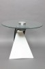 A Glass and Aluminum Side Table, Postmodern Style, signed M.Graham