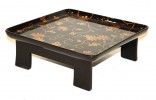 A Japanese Black and Gold Lacquer Footed Tray