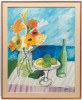 Still life with flowers, fruit, and bottle by Jean Sardi