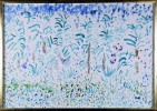 Landscape Colored Ink on Paper Painting: 