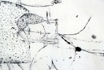 Abstract Figurative Pen and Ink on Paper Drawing: 