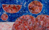 Abstract Figurative Encaustic and Sgraffito on Paper Painting: 