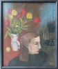 Girl with Vase of Tulips by Israel Kantor (called Iskantor)