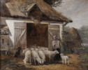 Shepherdess with Sheep and Dog, Munich by Henry George Keller