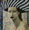 Woman with Striped Hat by Ken Nevadomi
