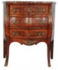 Louis XV Inlaid Marble Top Bombe Petite Commode, 18thc. by 19th Century Continental School