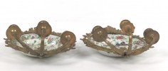 Pair of Ormolu Mounted Famille Rose Platters Designed as Wall Sconces