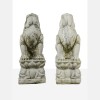 A Pair of Chinese Carved Marble Winged Foo Dogs