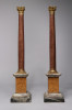 Pair of Porphyry Marble Columns with Gilt Bronze Capitals