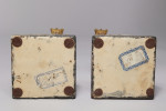 Pair of Porphyry Marble Columns with Gilt Bronze Capitals