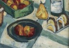 Still Life with Checked Tablecloth and Bottles of Wine by 20th Century School
