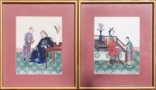 A Pair of Chinese Watercolor Paintings on Pith Paper by 19th Century Chinese School